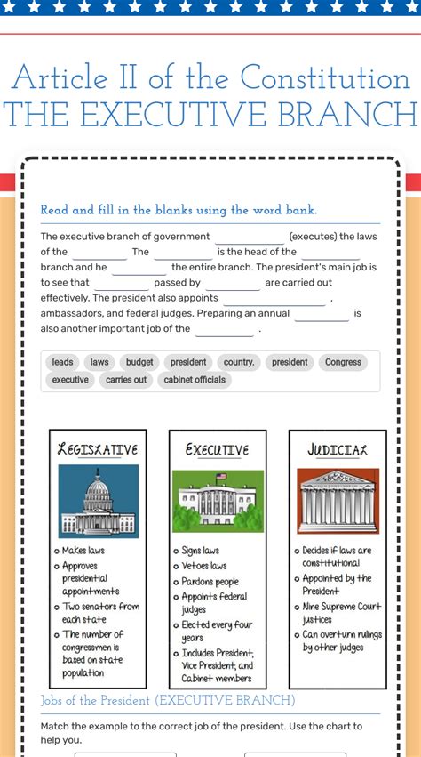 article 2 the executive branch worksheet